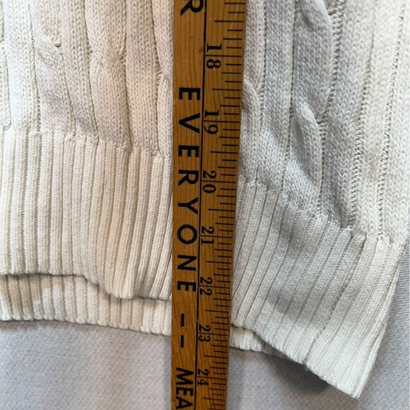 St. Johns Bay Womens Fisherman Sweater Small Petite Ivory Cable Knit Cozy - Picture 8 of 12